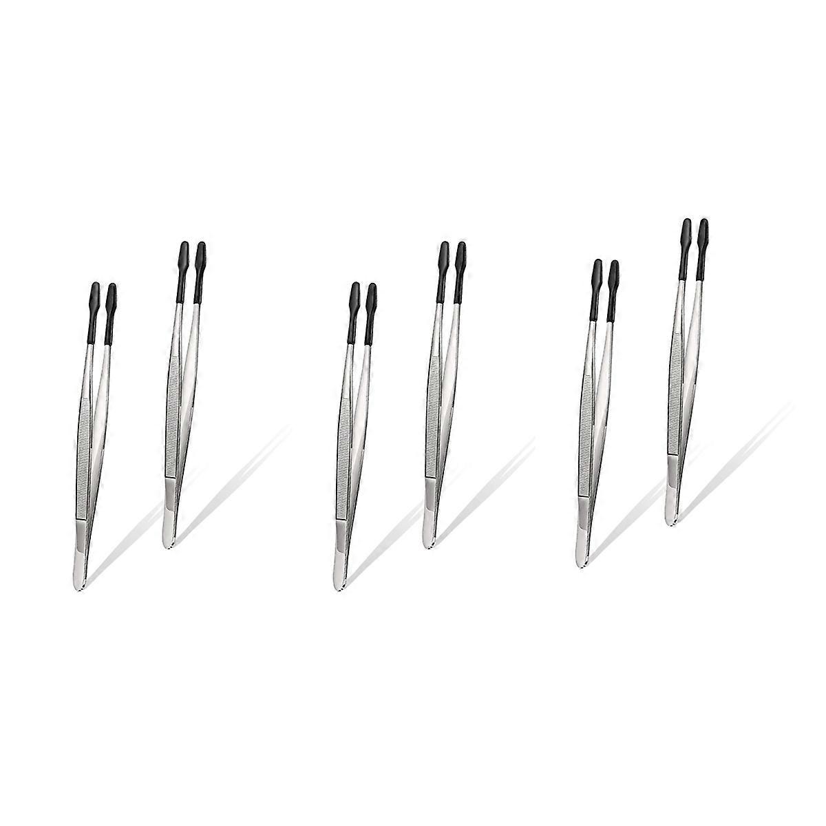 2 Pieces of Rubber Tip PVC Silicone Precision Tweezers Tool-Black