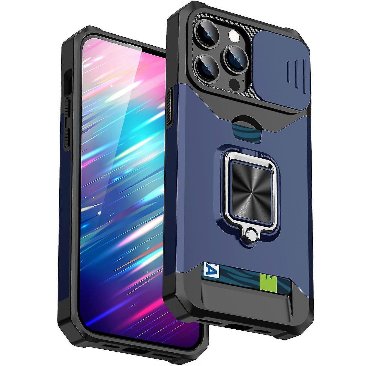 Case for Certain Brand Phone, Anti-scratch PC+TPU Kickstand Back Cover with Slide Lens Protector