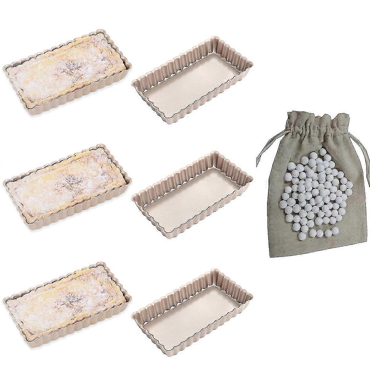 6 Pcs Mini Pie Tart Quiche Baking Pan with 500g Pie Weights