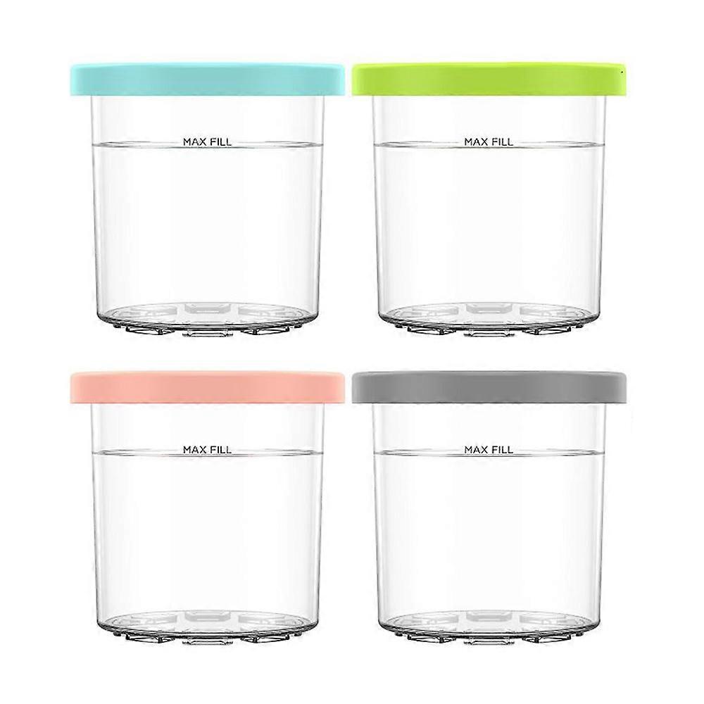 4Pcs Cream Pints Cup Jars For Ninja C300s Series With Lids Ice Cream Containers
