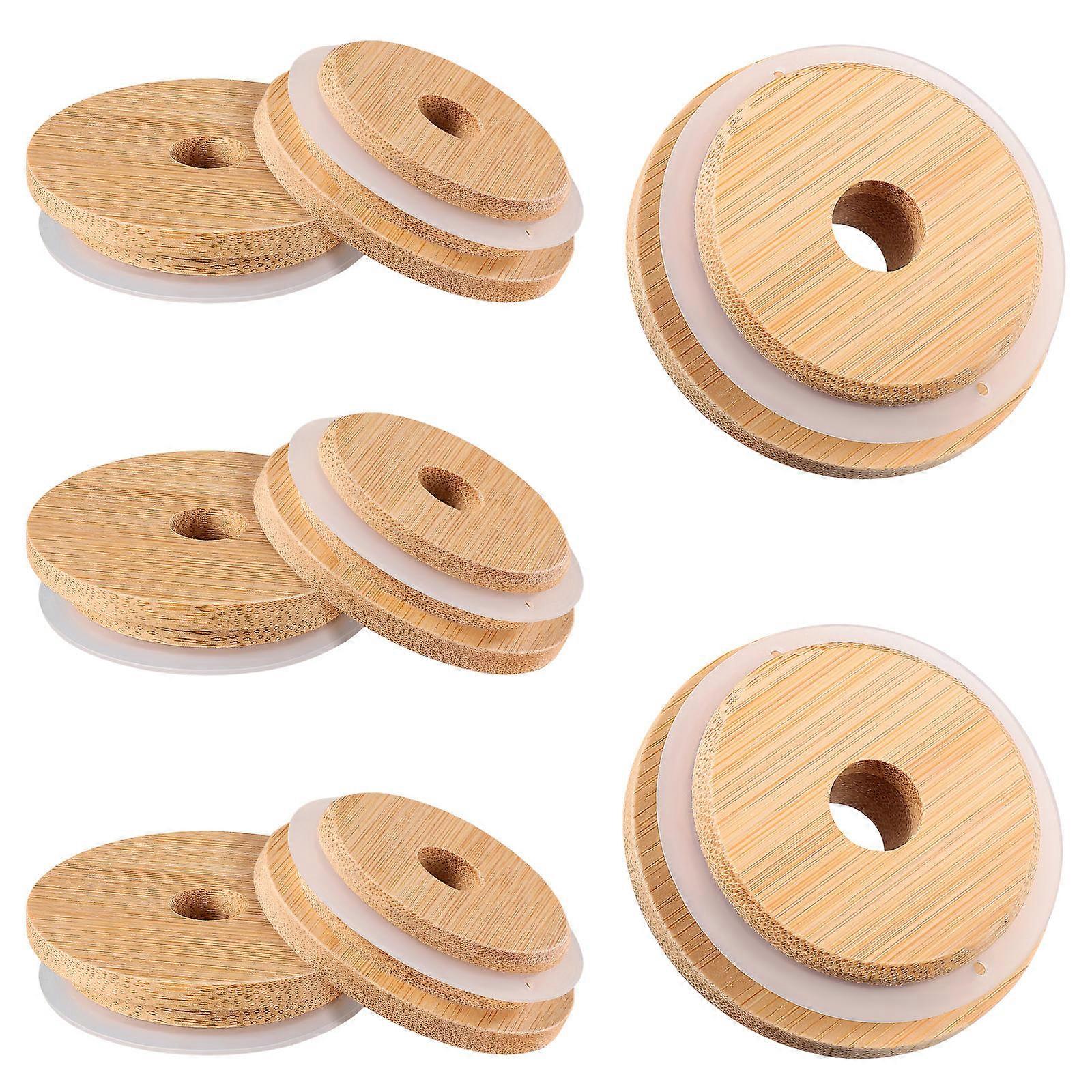 Bamboo Can Lids Wide Mouth Jar Lids Regular Canning Lids 8Pcs Sealing