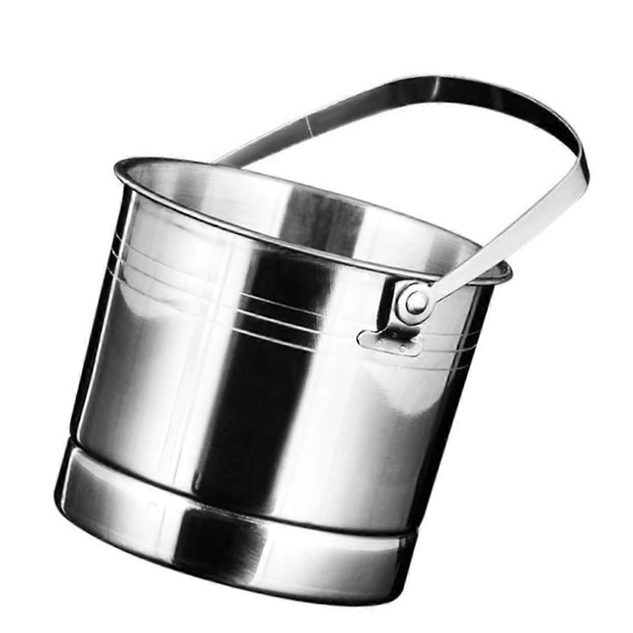 Portable Ice Bucket Insulated Bucket for Ice Cubes and Drinks Multifunctional Household Container with Handle Stainless Steel Wine Bucket for Party