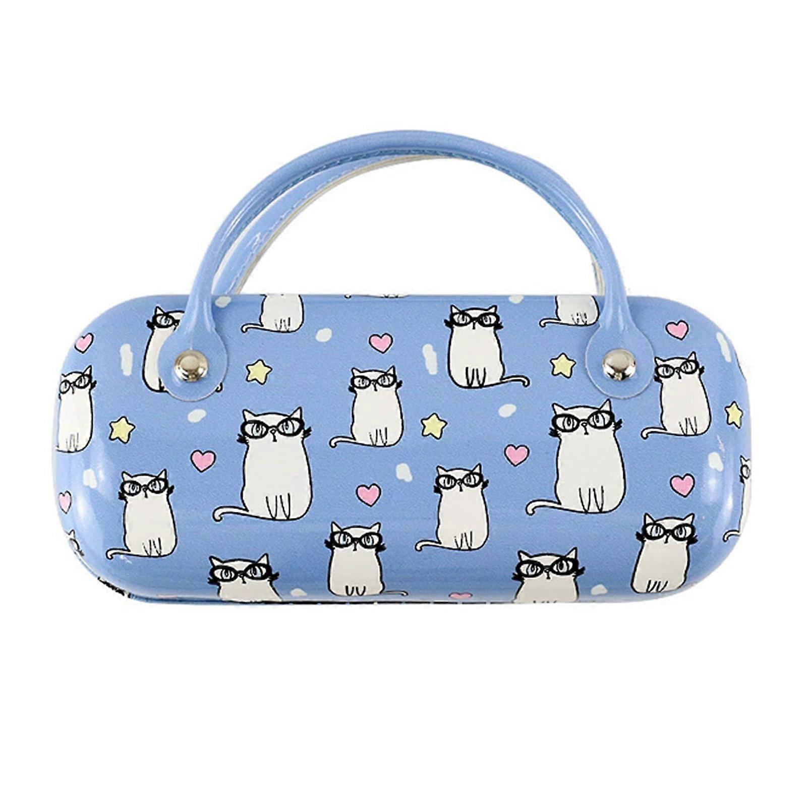 Beautiful Glasses Storage With Comfortable Protective Case Cartoon Print Easy For Daily Wear Blue