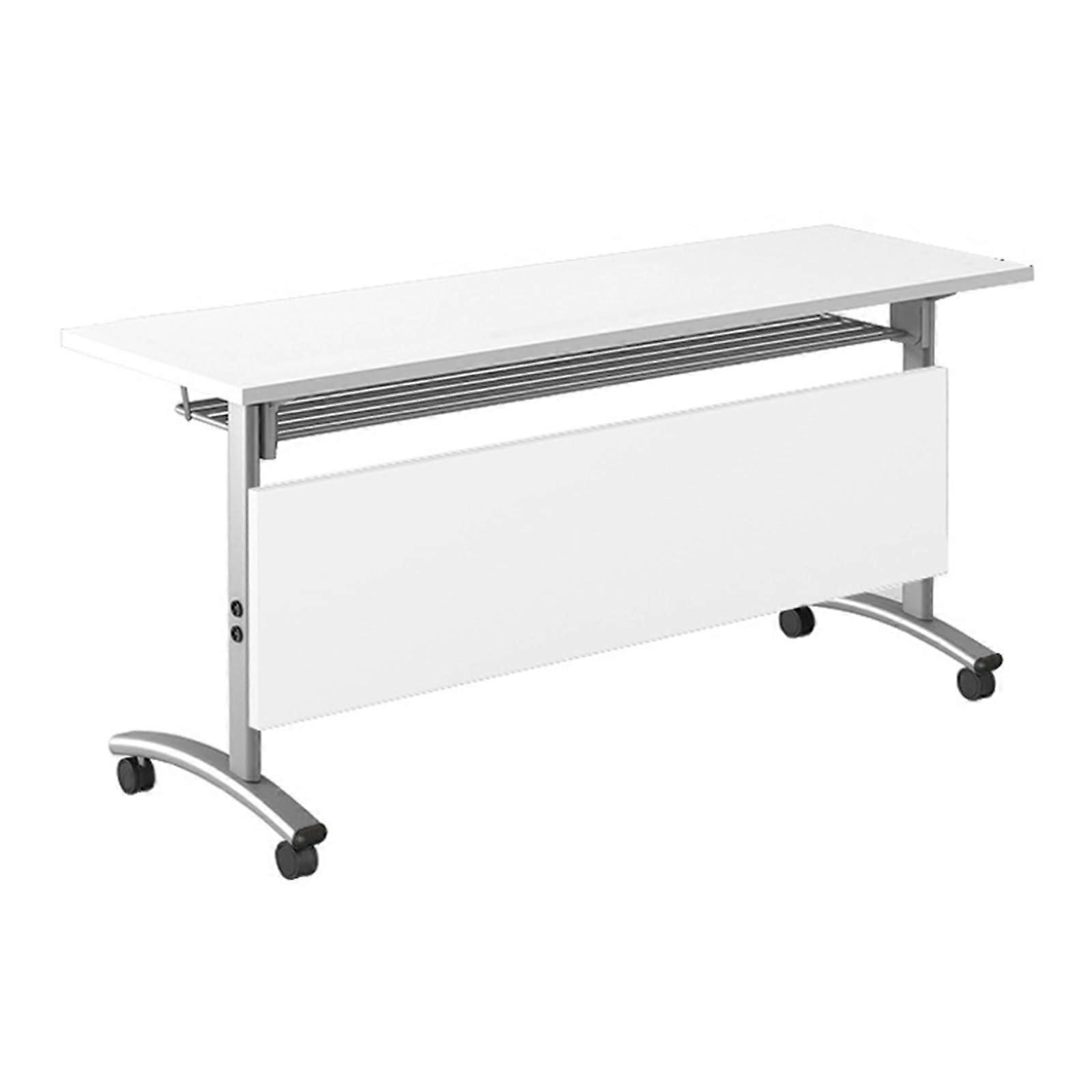 Folding Conference Table with Wheels Mobile Flip Seminar Table For Office And Meeting Rooms White 180x40x75 cm (71x16x30 in)