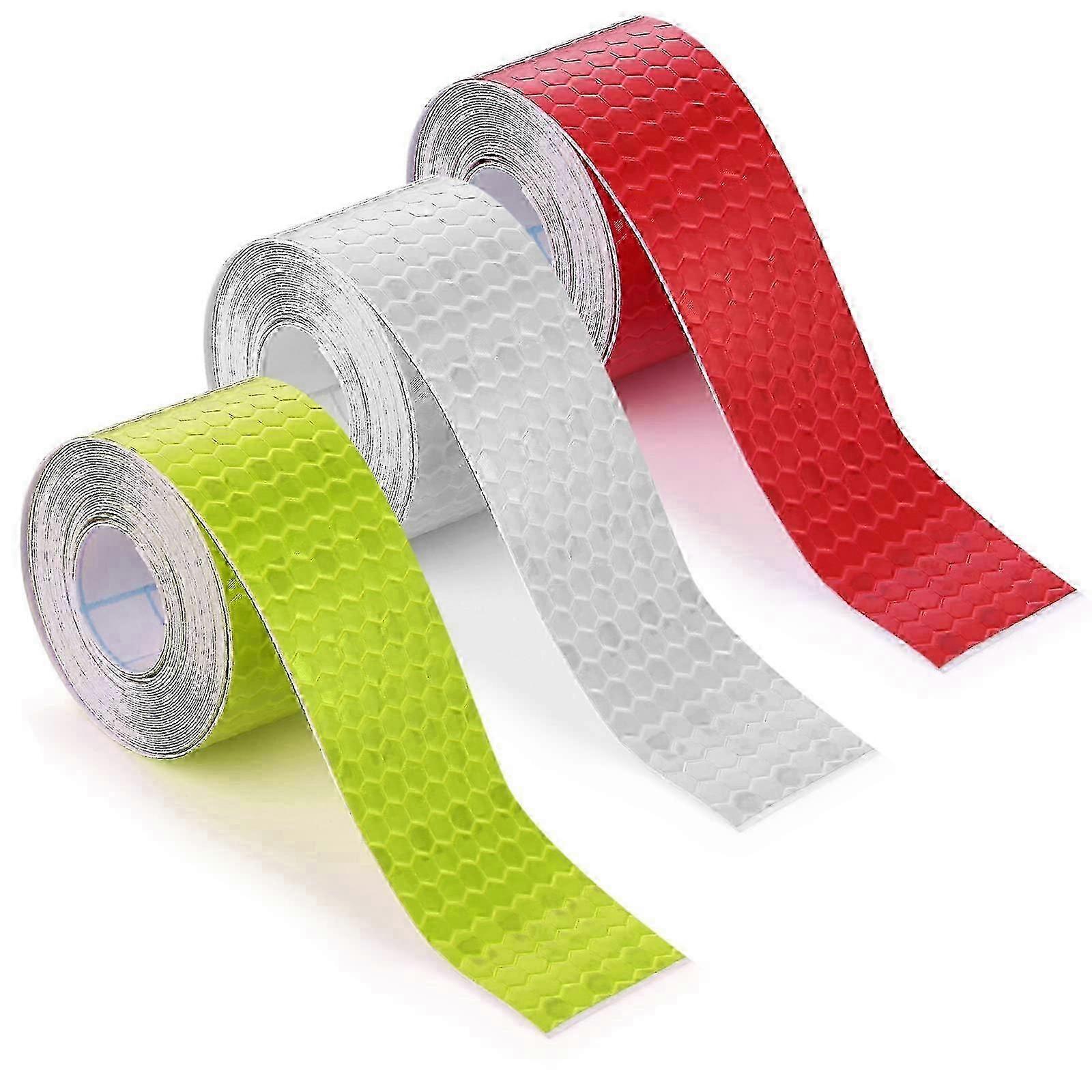 3 Rolls Waterproof Reflective Warning Tape for Outdoor Use - Night Safety Stickers for Trailers and Bicycles (5cm x 3m)