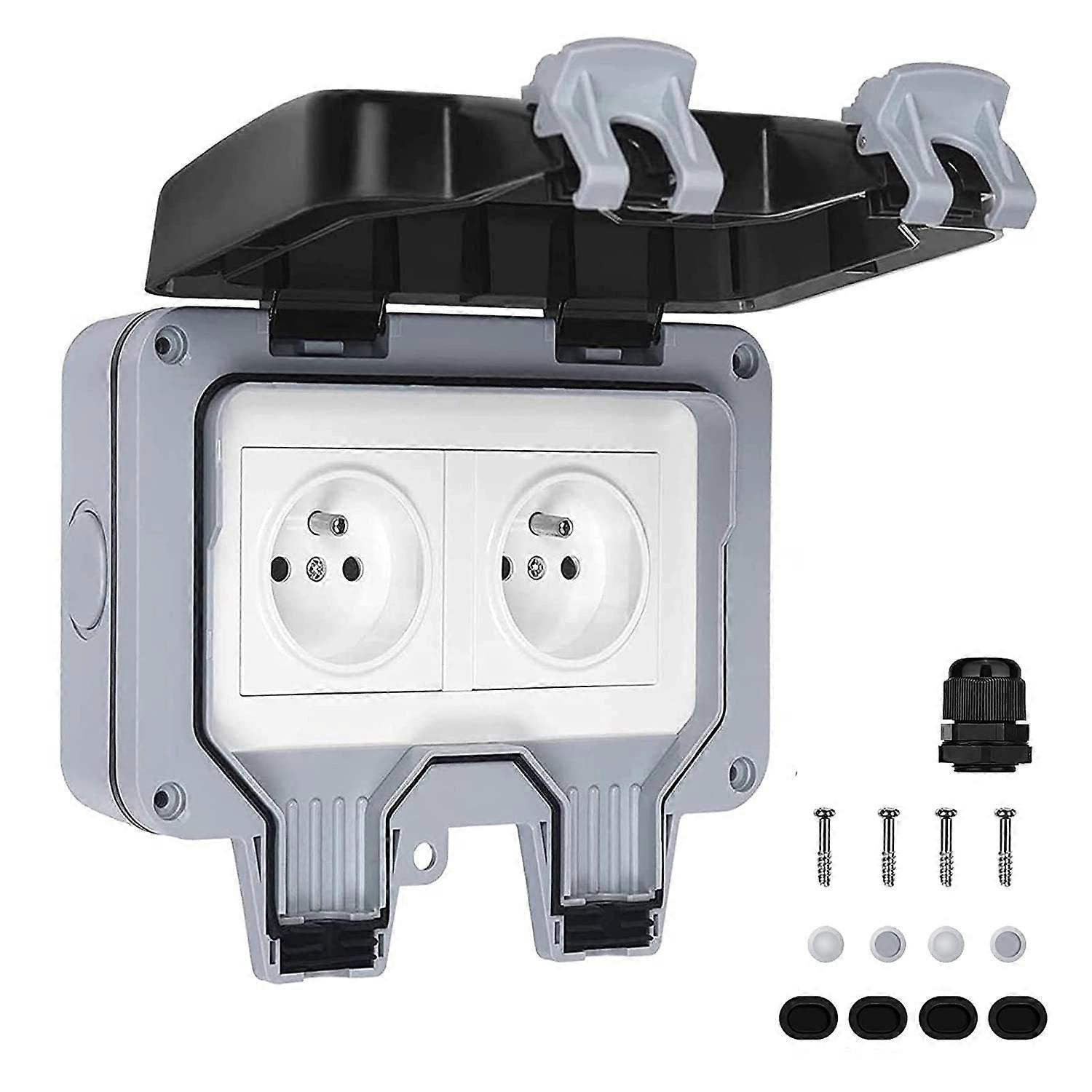 Waterproof Socket Double Outdoor Electrical Socket IP66 Waterproof Wall Socket 16A