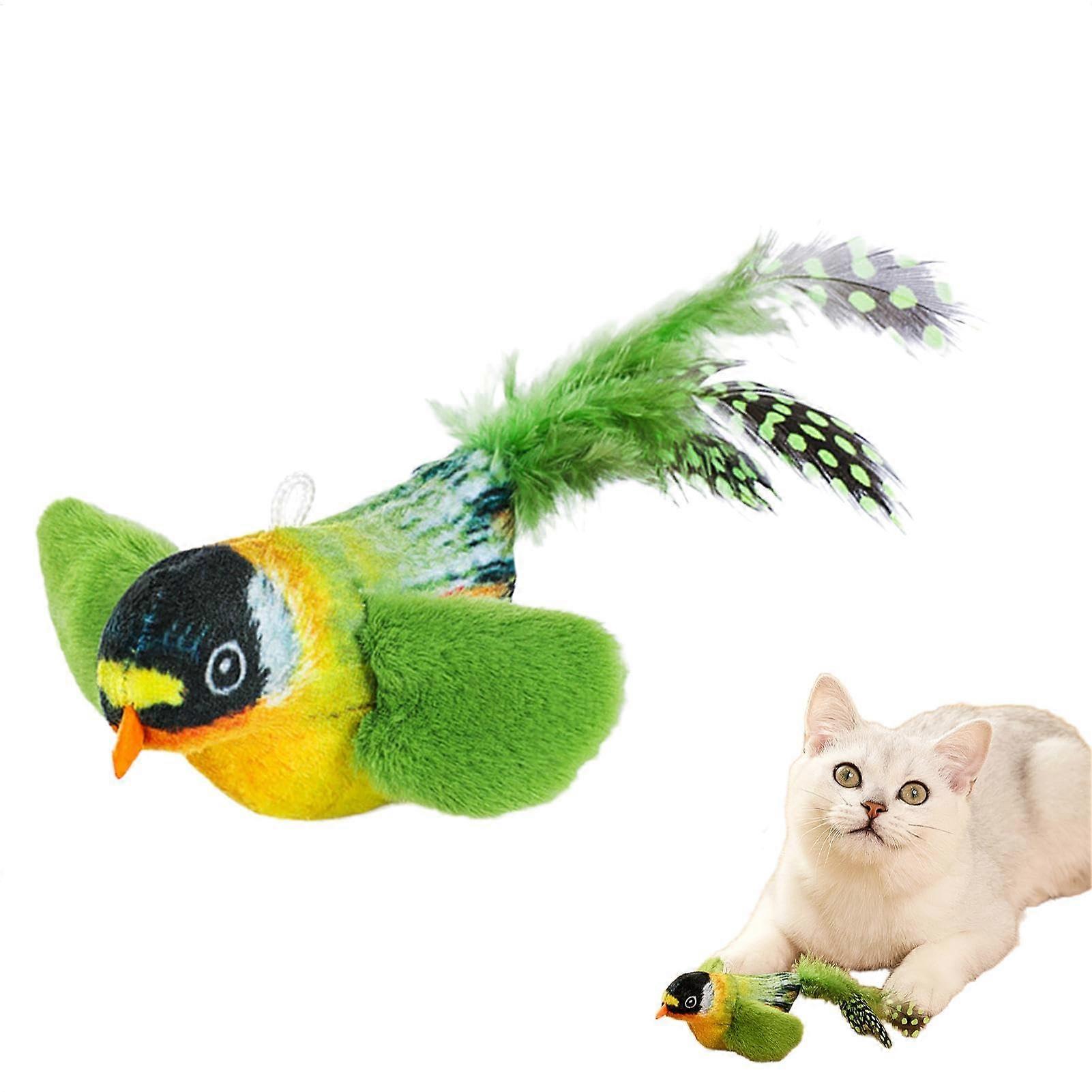Plush Flapper Bird Cat Toy - Interactive Flutter Chirping Simulation Toy for Cats - Soft Colorful Pet Enrichment Supply