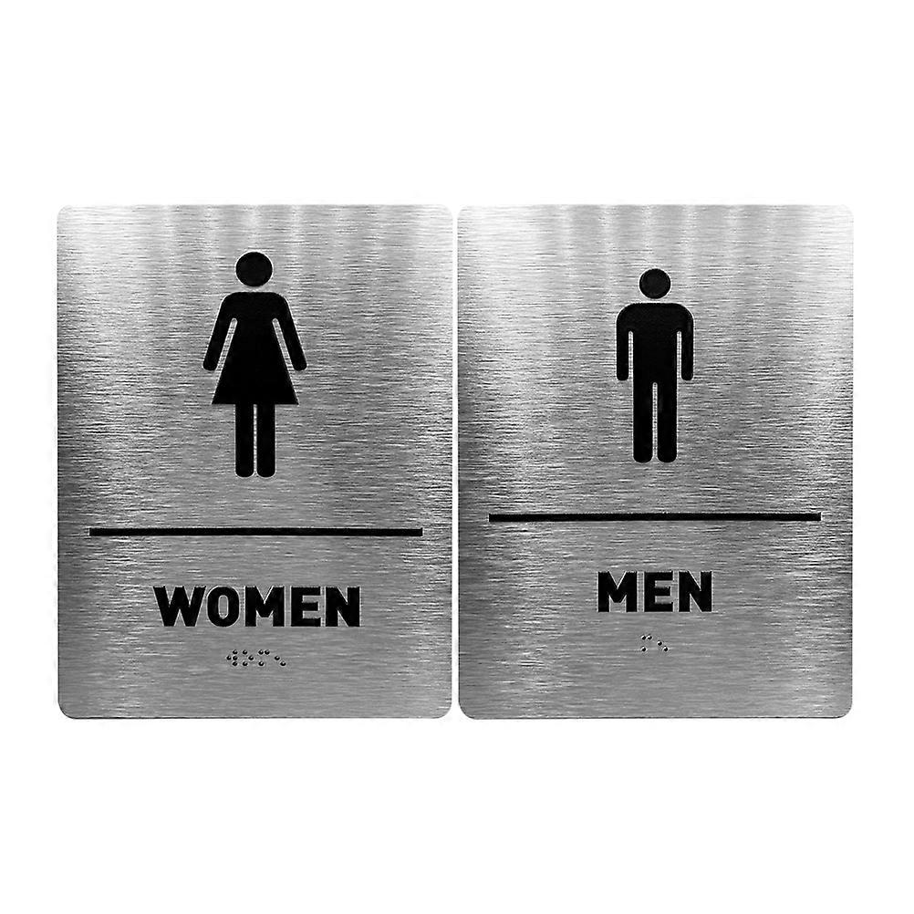 Restroom Signs for Businesses with Raised Elements, Men Women Toilet Signage for Door Wall Use, Easy Install Washroom Decor