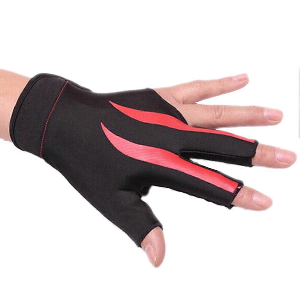 Snooker Cue Sport Glove Snooker Glove Eliminates Hand Chalk Need 3-Finger Design Red 1Set