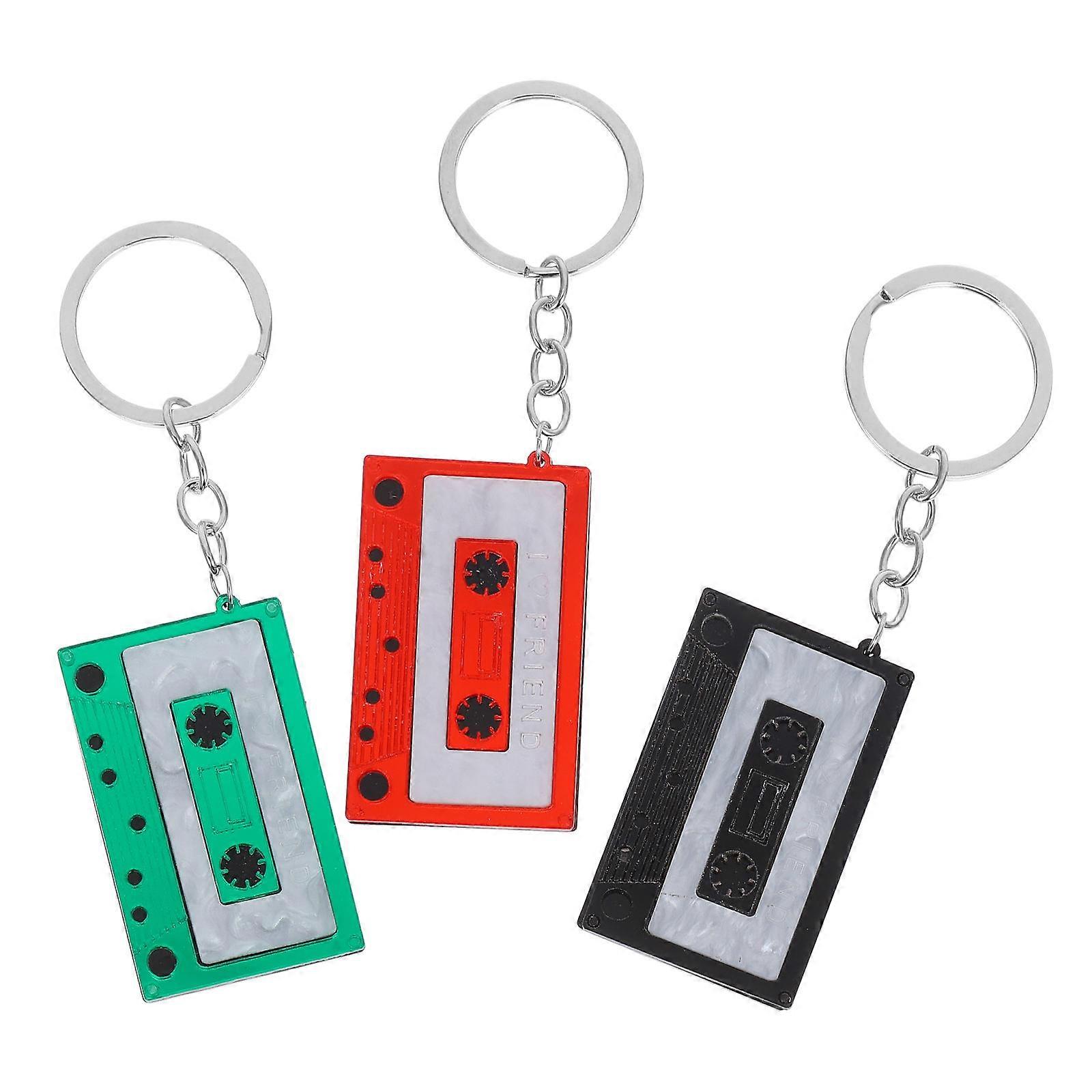 Retro Style Cassette Tape Charms Rectangular Geometric Design Vintage Accessory for Themed Parties Iron Material 3Pcs