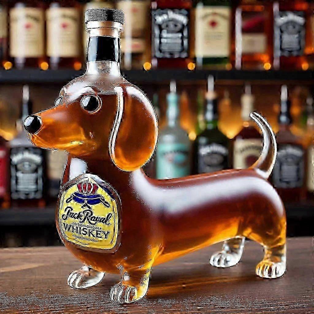 Vtipná karafa na whisky jezevčík, skleněná socha láhve na víno pro výzdobu baru a domácí kanceláře