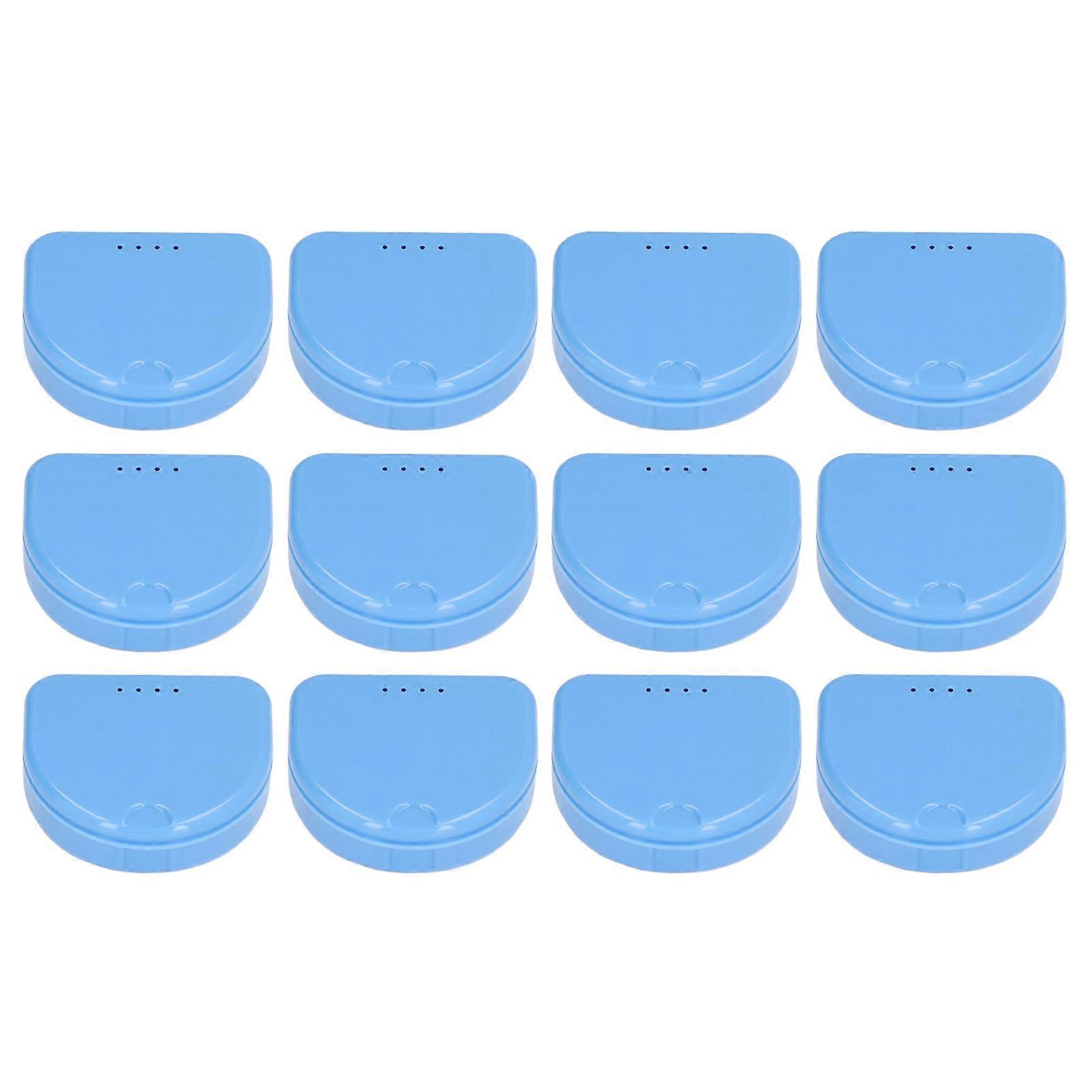 12 Pcs Denture Box Plastic Tooth Dental Orthodontic Retainer Compact Storage Case