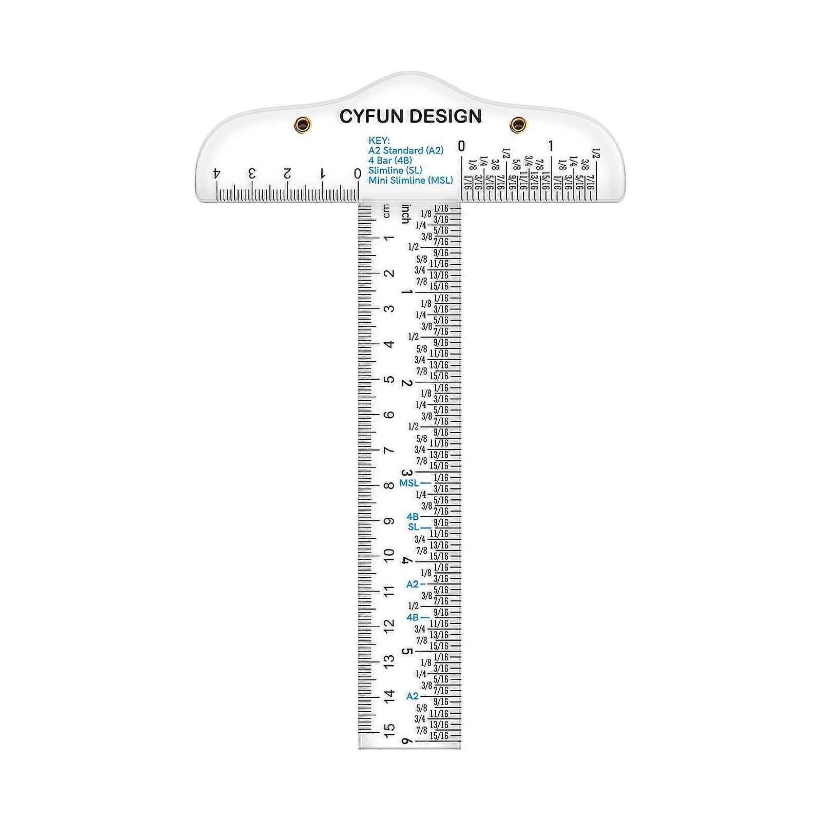 T Square Ruler 6-Inch Clear Acrylic, Graduated Ruler With Inches And Metric Measurements, Crafting Hand Tool