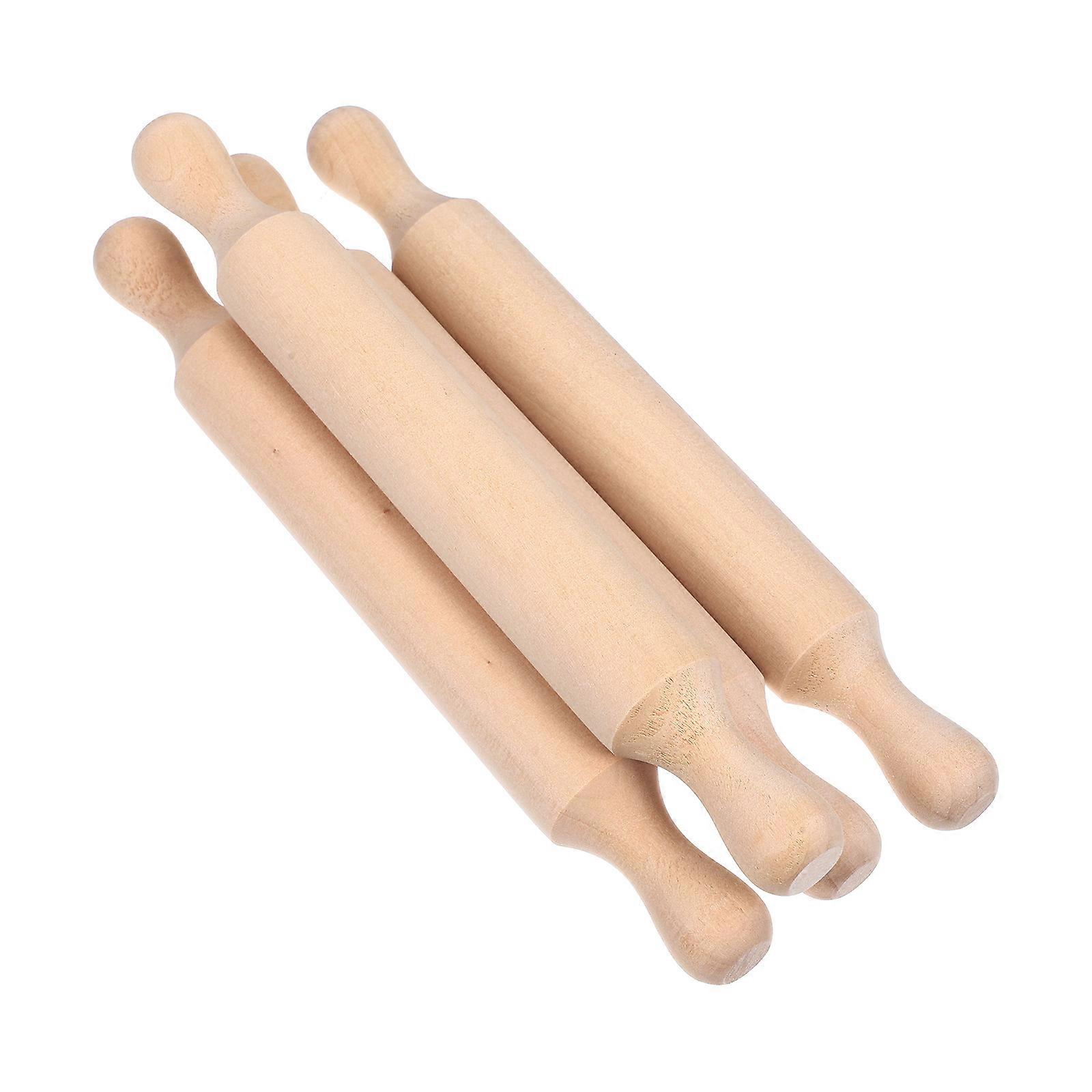 4pcs Mini Wooden Rolling Pin for Baking – Smooth Rolling Tool for Pizza, Dumplings, Cookies & Fondant – Easy to Clean & Use