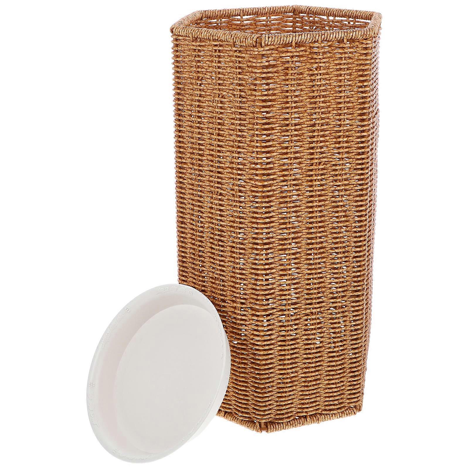 Stylish Woven Umbrella Stand with Drip Tray – Compact Indoor Storage for Long and Folding Umbrellas – Entryway and Hallway Home Decor