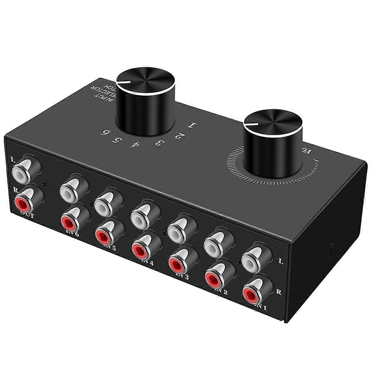 Audio Bi-Directional Switcher Selector Audio Switch Splitter with Volume Control 6x1 1x6