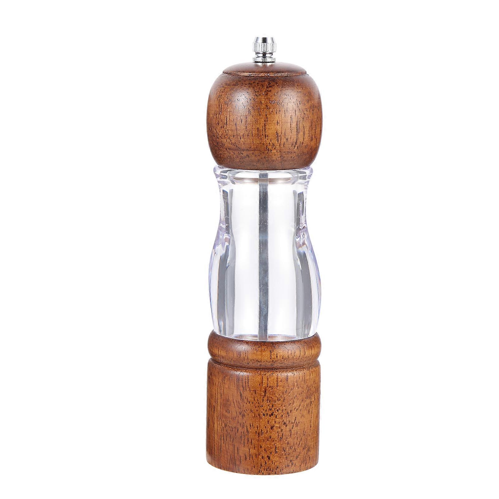 Manual Wooden Transparent Pepper Grinder for Kitchen Cooking with Cylindrical Design 1Pack