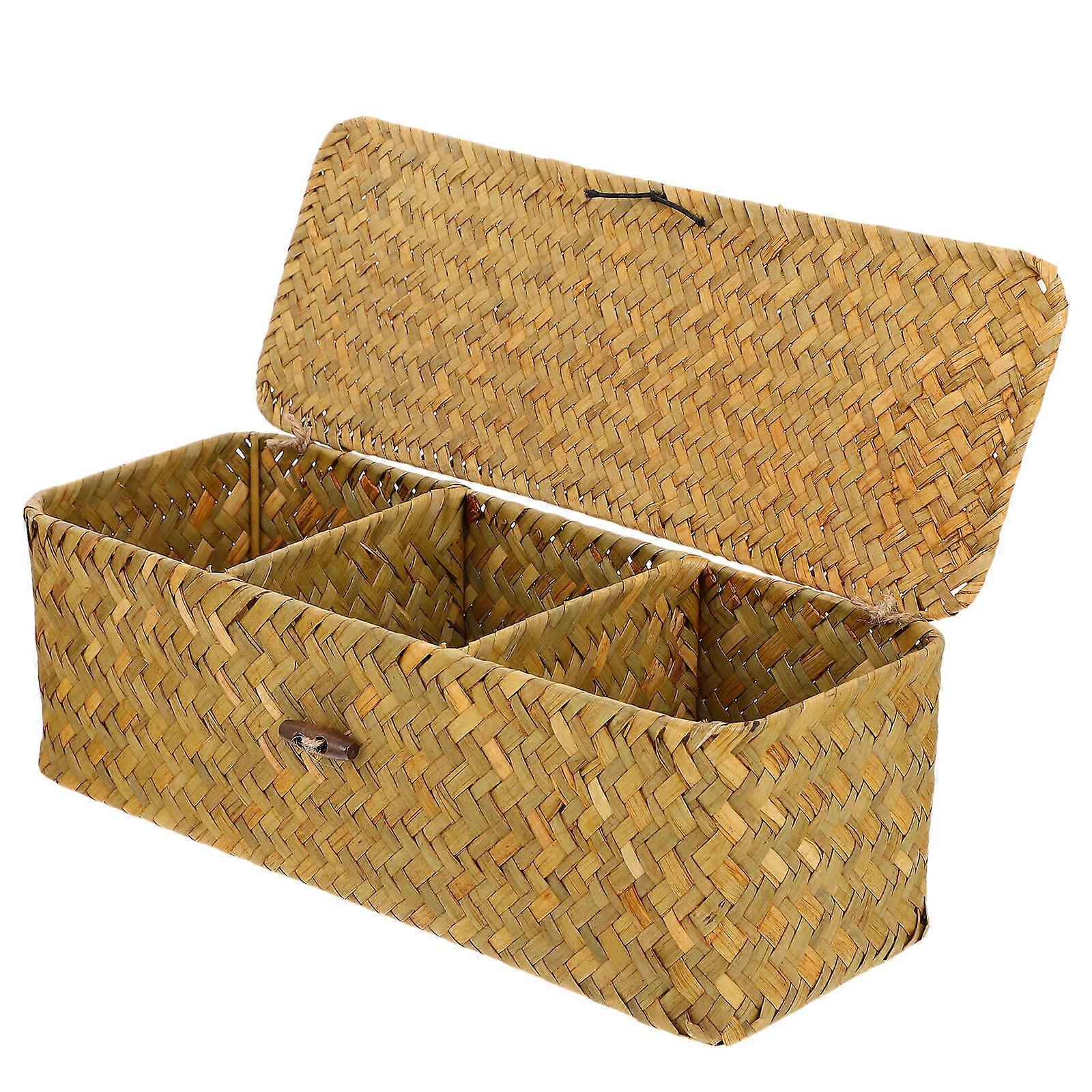 Decorative Storage Containers Rectangular Modern Farmhouse Style 32.5X12.3X11CM 1Pack