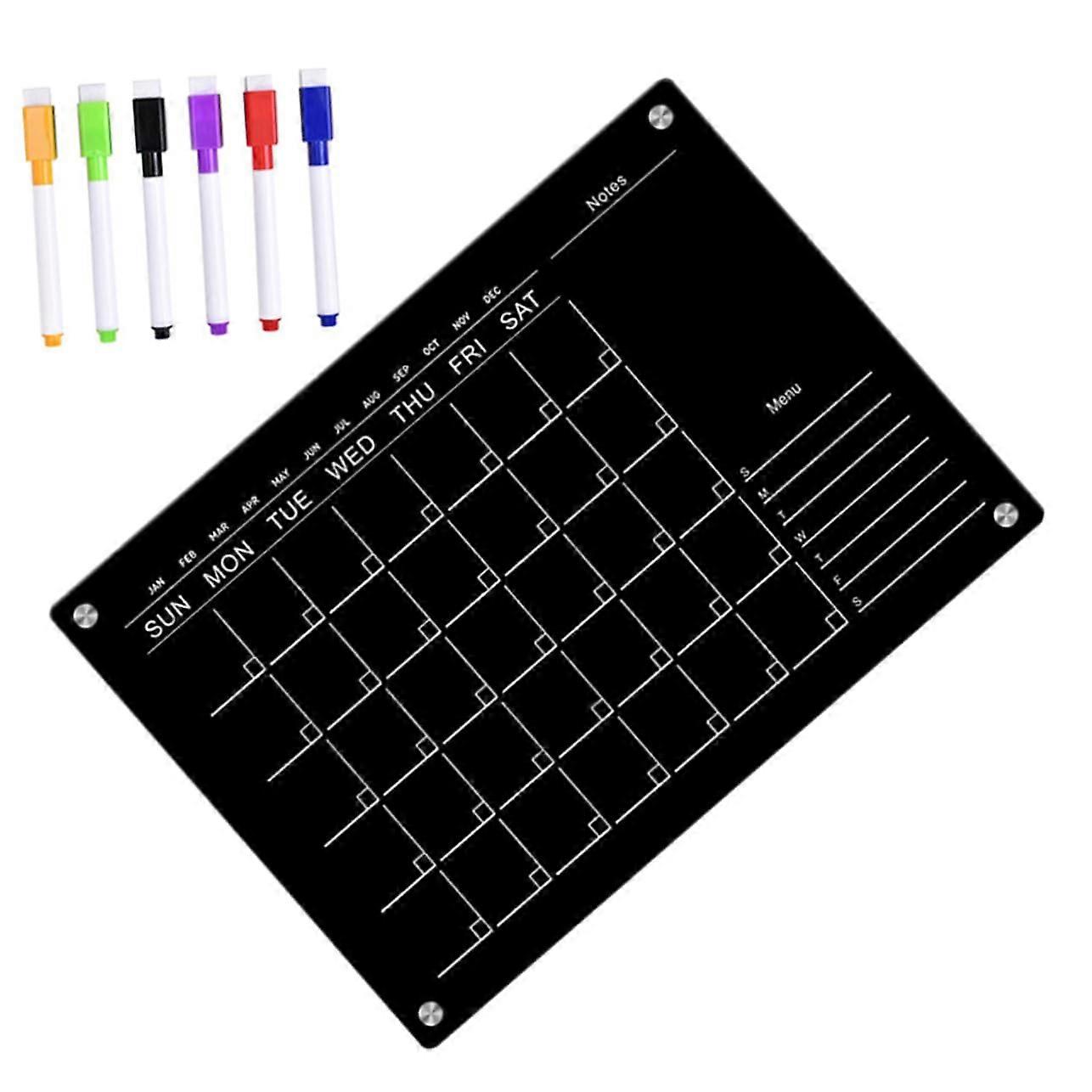 1 Piece Magnetic Acrylic Planning Board for Refrigerator Reusable Wipeable Memo Board with Magnets for Wall and Fridge for Office and Training Pen
