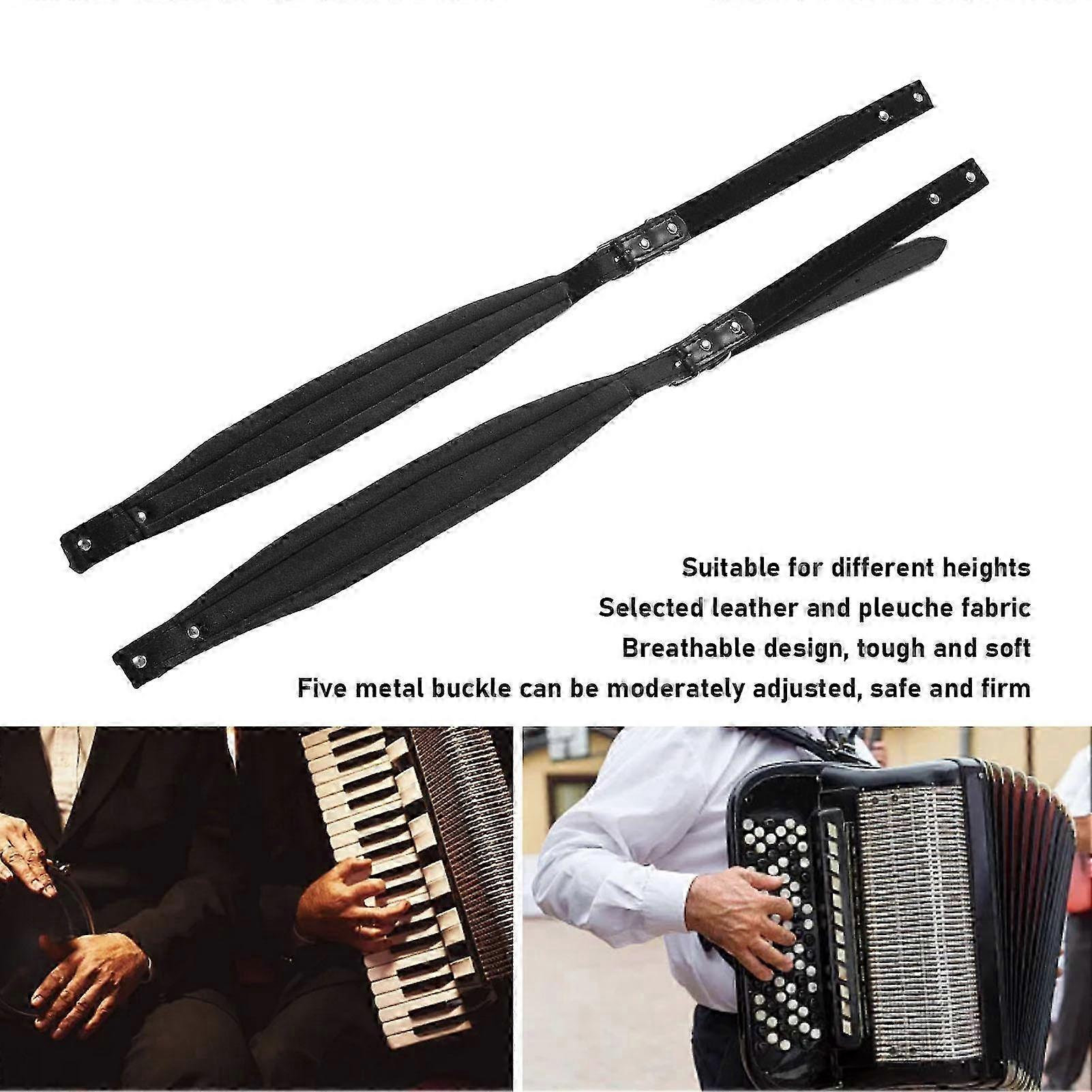 Professional Universal Accordion Harness with Adjustable Shoulder Straps - PU Leather F-116 for Kids & Adults, Compatible with 16-120 Bass,