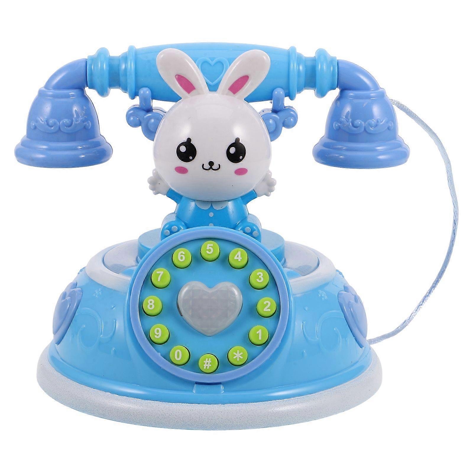 Kids LED Telephone Toy Pretend Play Telephone Retro Landline Toy Phone to Boost Communication Skills and Language Development