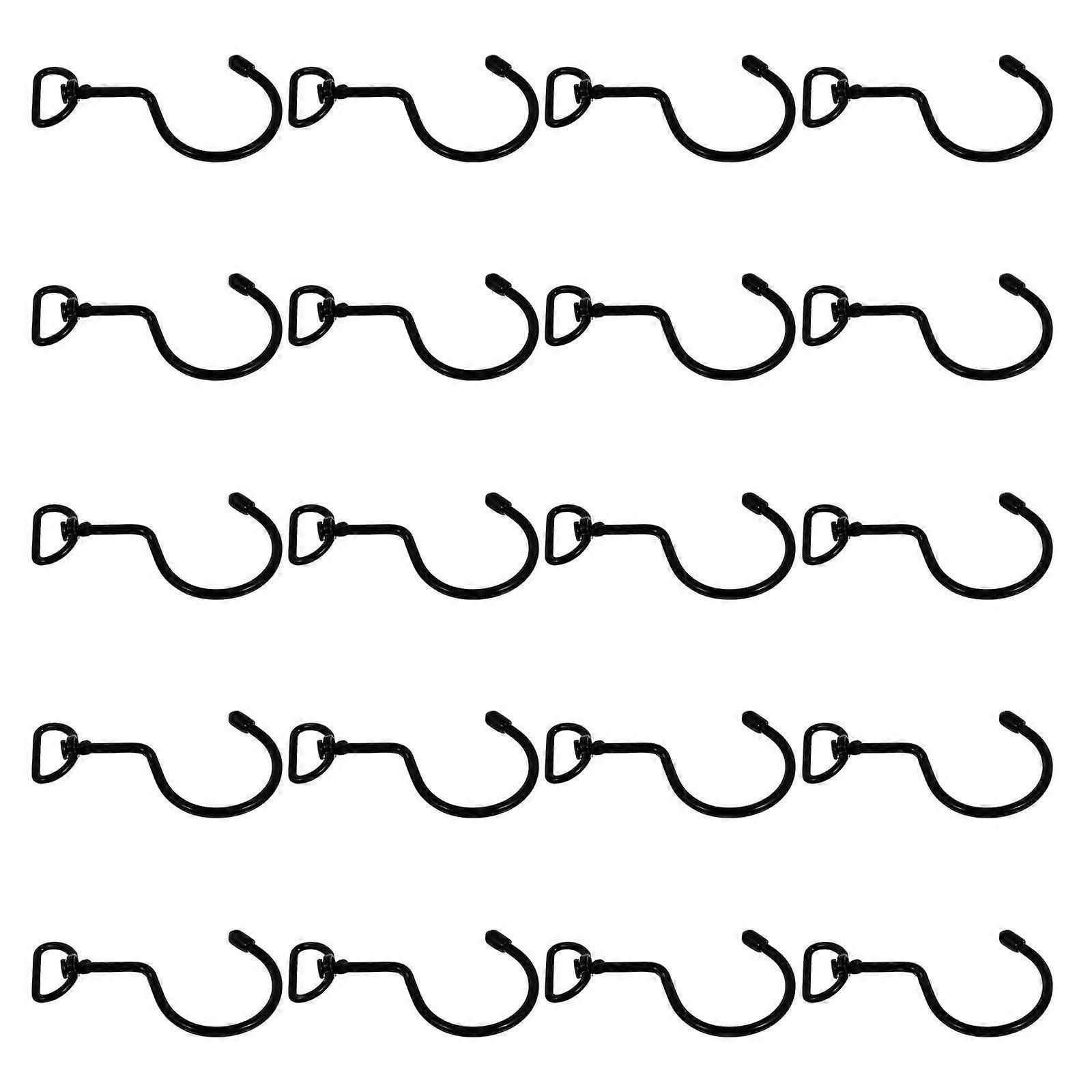 Black Iron Storage Hooks Set of 20 for Bags Clothes Keys Easy to Use No Drilling Required