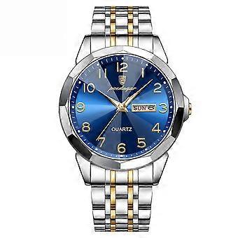 Luxury Men Watch Sport Waterproof Luminous Date Week Quartz Men's Watches Business Stainless Steel Male Clock
