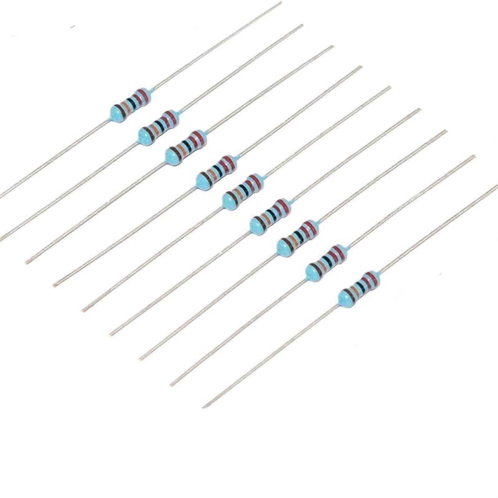 100 pcs 1/4W Film Resistor 1.8 2 2.2 18 20 22 180 200 220 R Ohm KM 1% 0.25 W FiveColor Ring Resistor 1R8 2R 2R2 18R 20R(220R)