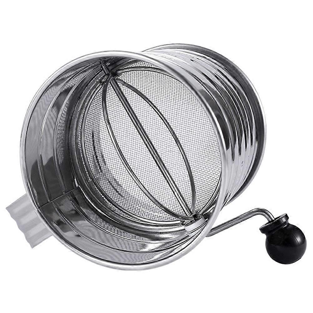 Hand Crank Flour Sifter with Measuring Scale, Stainless Steel Manual Baking Sieve, Fine Mesh Screen for Efficient Lump Free Sifting, Comfortable Grip