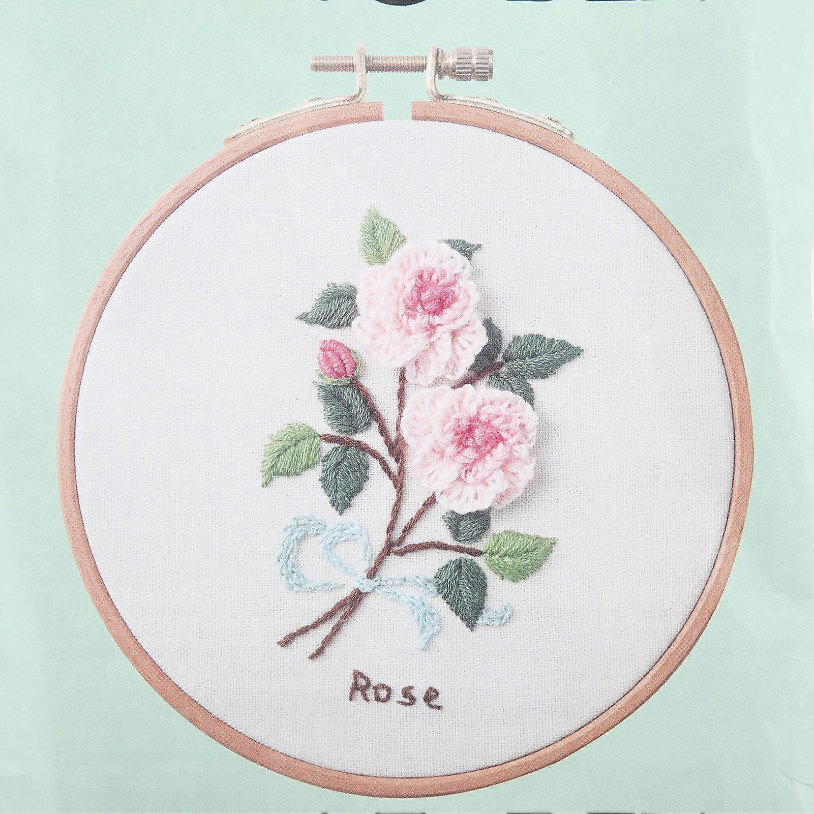 Rose Embroidery Kit Rose Pattern Easy Operation Include Cloth Thread Needle Embroidery Starter Kit