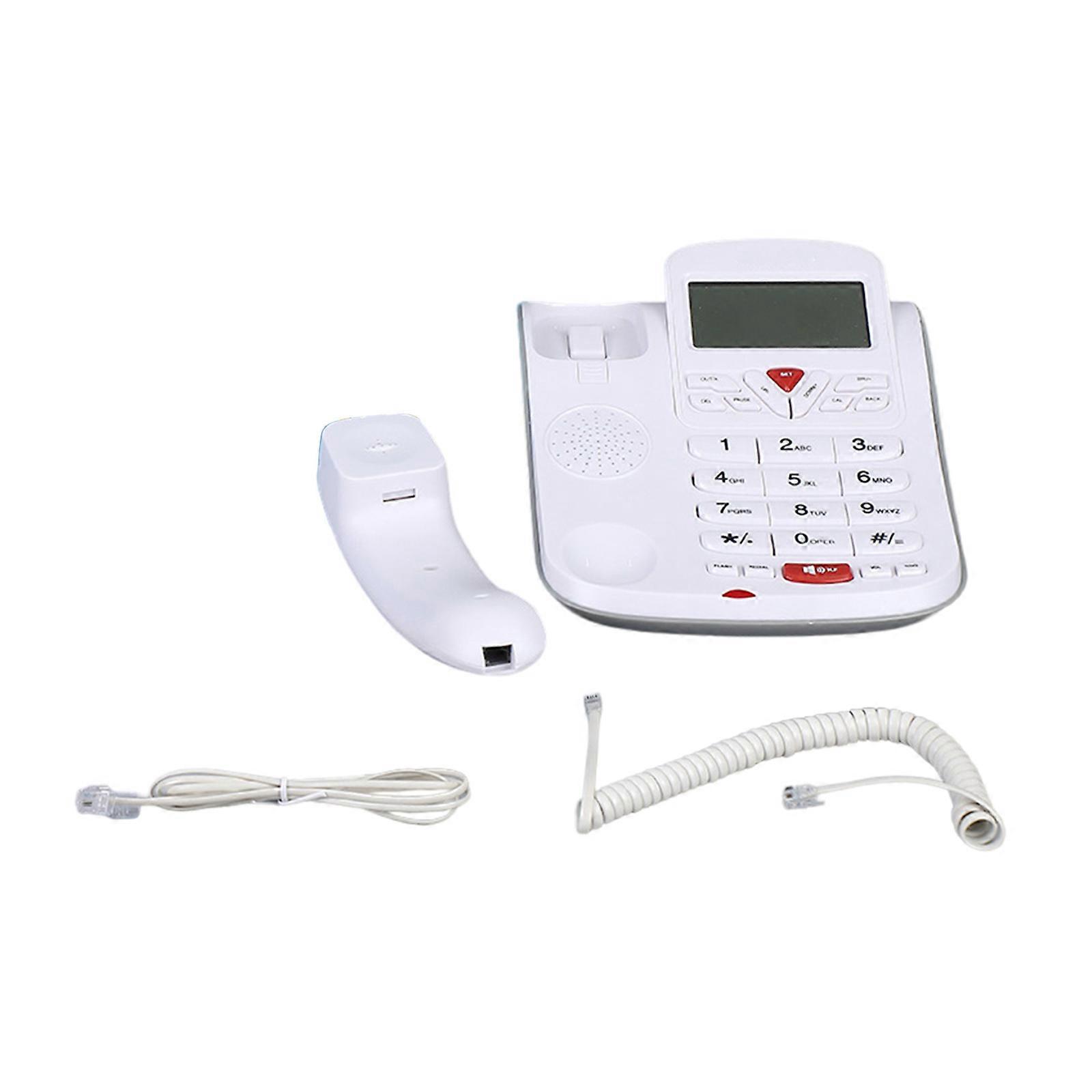 L-51 コード付き固定電話、ホテルの部屋用固定電話、発信者ディスプレイ付きオフィス使用、ダブルホール接続ホワイト