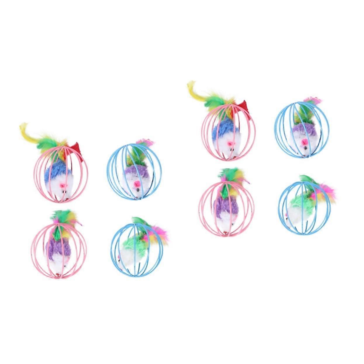 Cat Toy Pack of 8 Plush Mice and Balls Teaser Toys for Indoor Cats and Kittens - Soft Material Rat Toys
