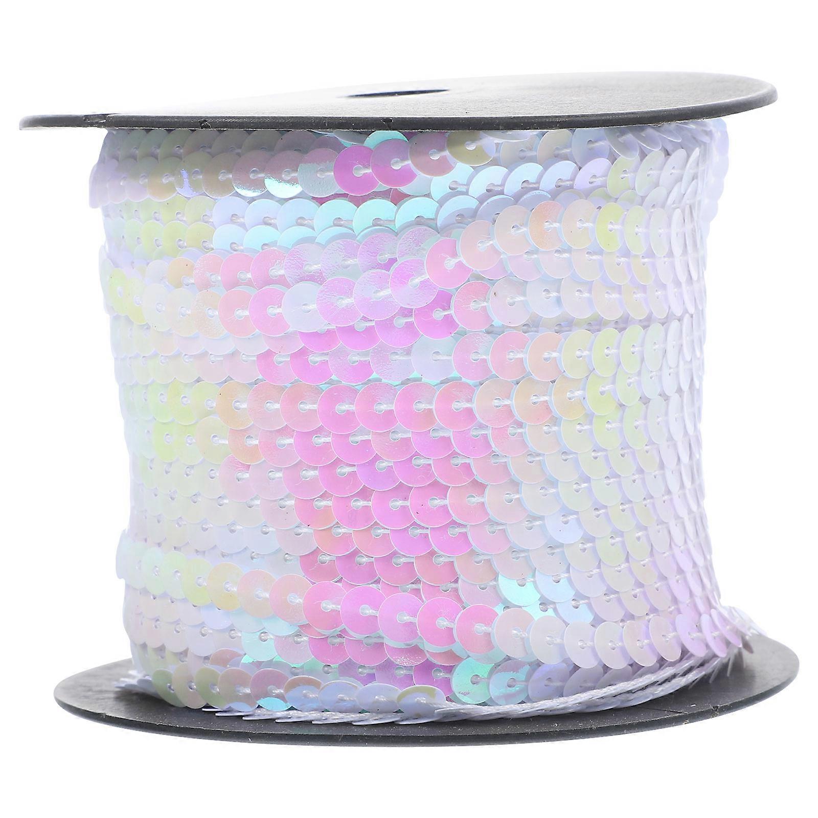 White PVC Round Sequins for Decoration 1 Roll Hand Sewing DIY Crafts with Luster and Reusable Design