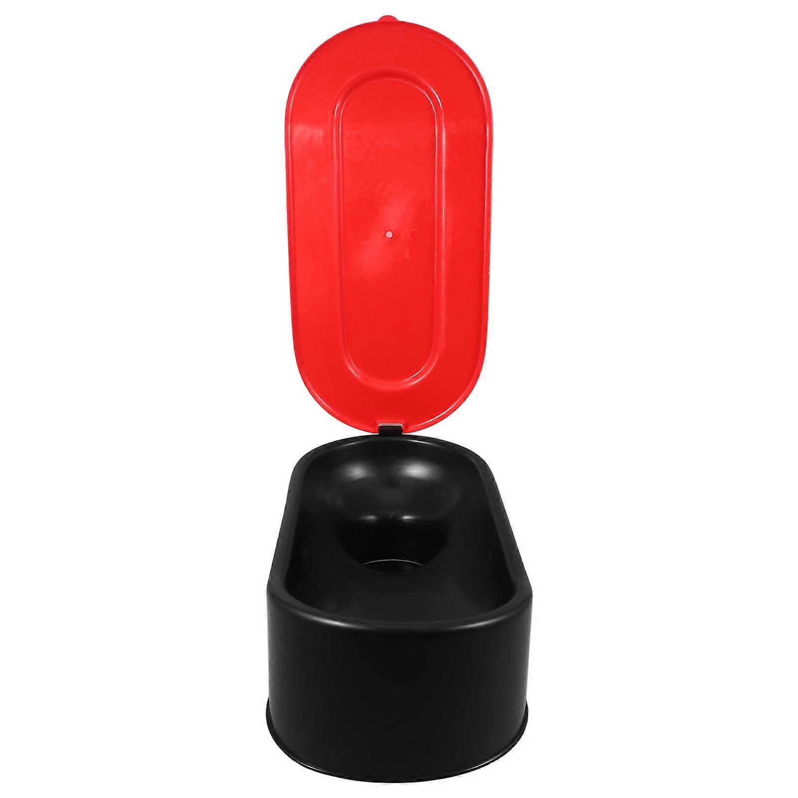 Portable Temporary Toilet for Indoor Outdoor Use with Lid Black Plastic Adult Size