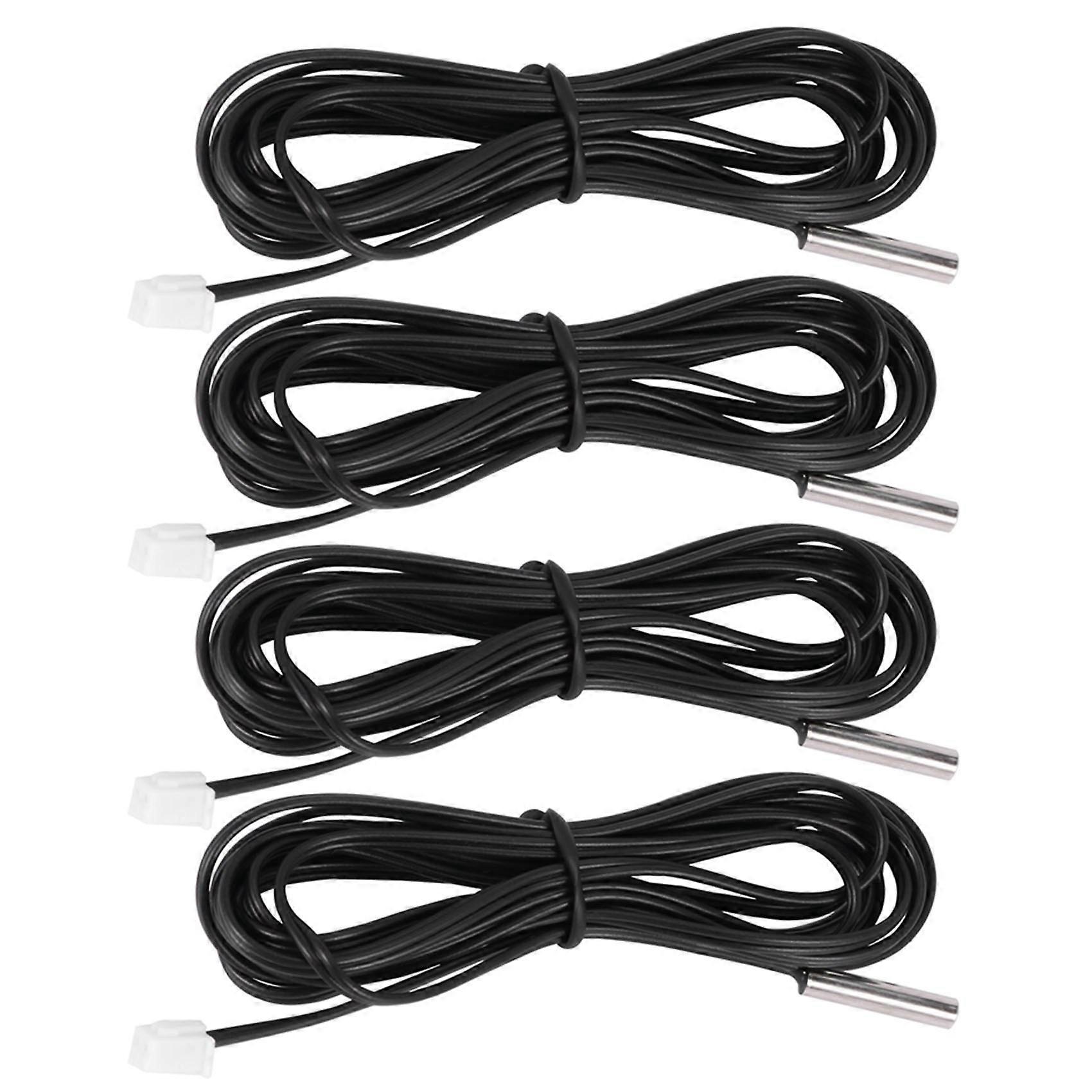 4pcs 2 M Thermistor Temperature Sensor Waterproof Probe Wire 10 K 1% 3950 Black