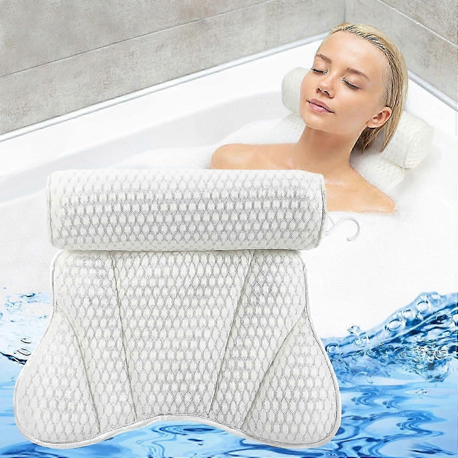 Comfortable 4D Mesh Bath Pillow with Neck Support for Relaxing Soaks