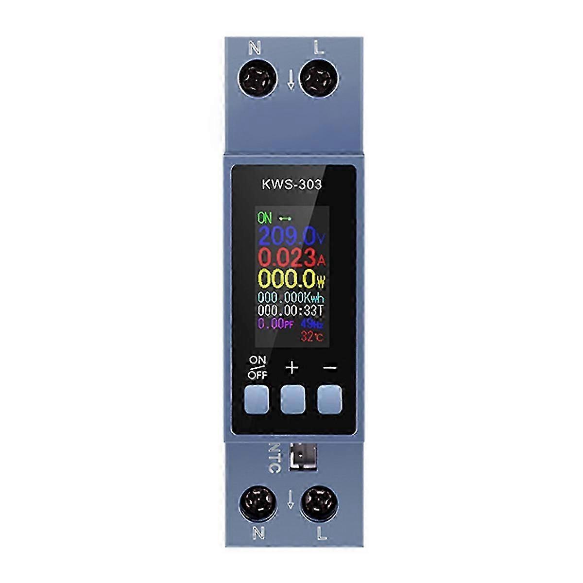 AC Voltmeter Ammeter Wattmeter Din Rail Mount Energy Meter AC 100-290V KWh Power Meter LED Digital D