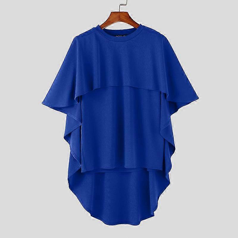 INCERUN Men Ruffled Layers Irregular Cloaks Casual Short Sleeve Tops