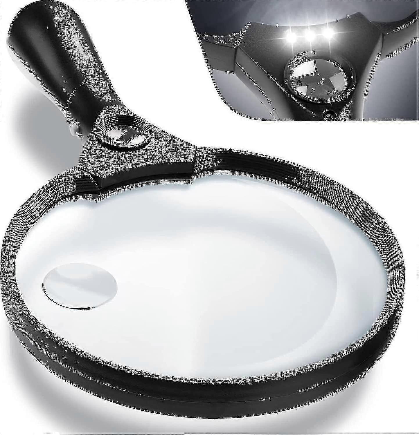 Extra Large Led Handheld Magnifying Glass With Light - 2x 4x 25x Lens Zoom Lightweight Shatterproof Magnifiers - you