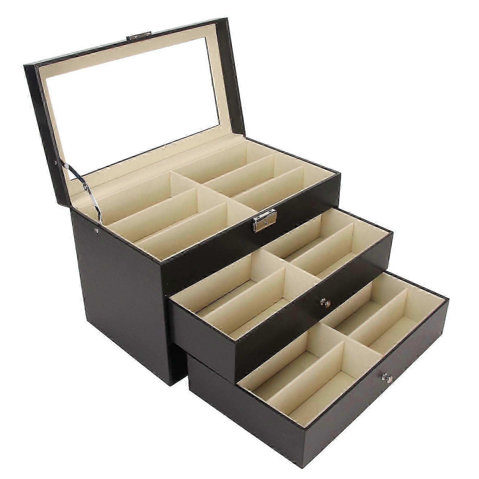 Sunglasses Organizer Multiple 18 Slot 3 Layer Eyeglasses Storage Box Display Case Eyewear Holder Drawer