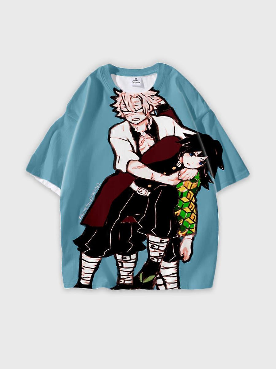 T-shirt round neck Character Pattern loose short sleeve P379