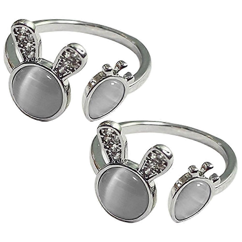 2pcs Women Finger Ring Bunny Carrot Finger Rings Girls Finger Jewelry Adjustable Ring