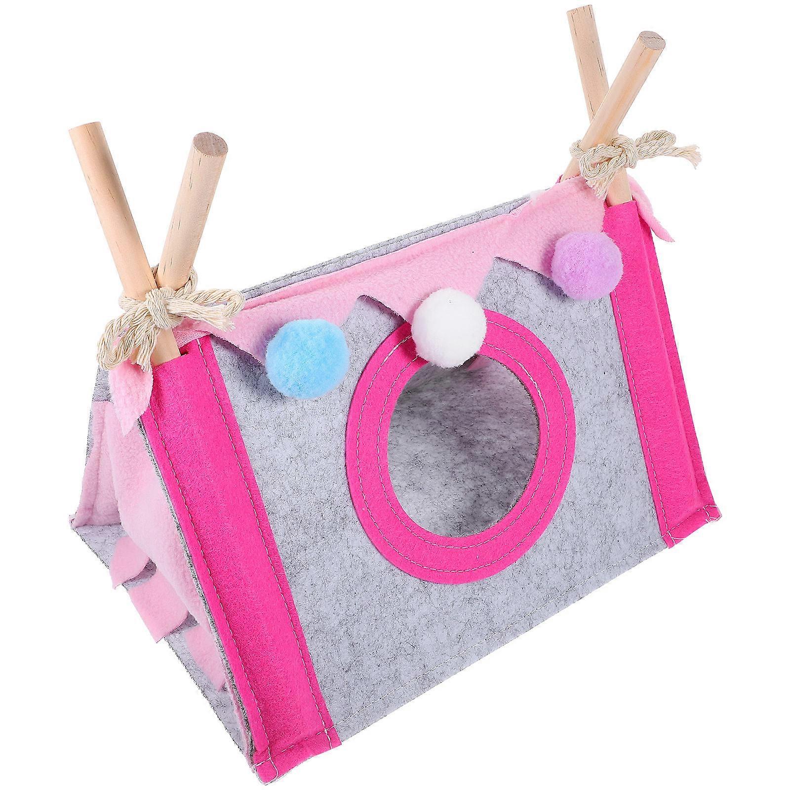 Cozy Triangular Pet Tent for Small Animals like Hamsters Guinea Pigs with Felt and Wood 7.5 inches