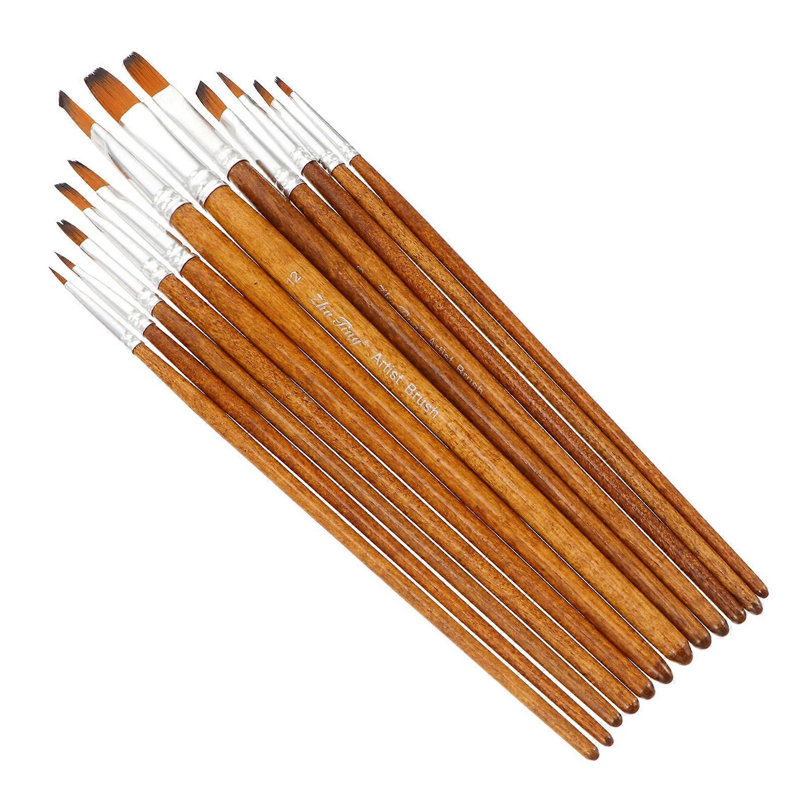 Brown Synthetic Paint Brushes Set for Watercolor Painting Use with Durable Wooden Materials 1 Set