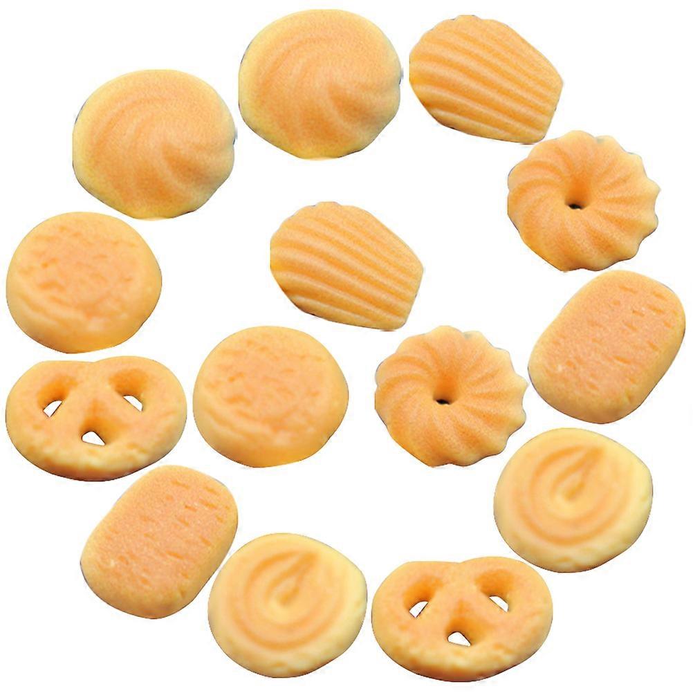 14pcs Mini Resin Cookie Models Smooth Surface Miniature House Accessories for Dollhouse Decoration DIY Mini
