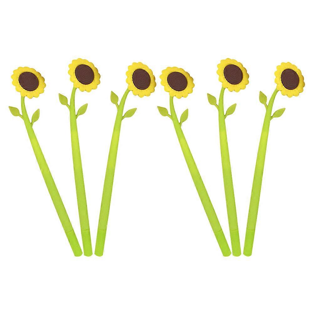 Creative Sunflower Themed Writing Pens Set 6Pcs Perfect For Home Use With Smooth Writing Feature