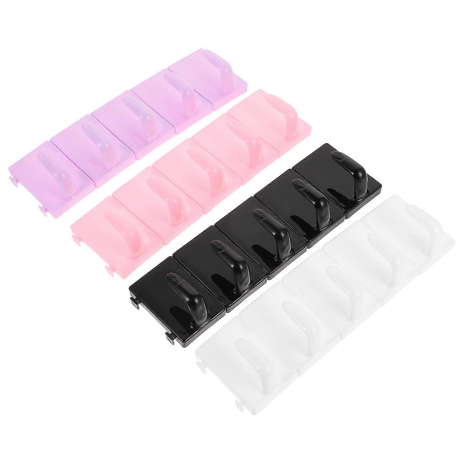 Nail Supports with Plastic Bases for Manicure 4 Pieces Assorted Color Suitable for Nail Art Display