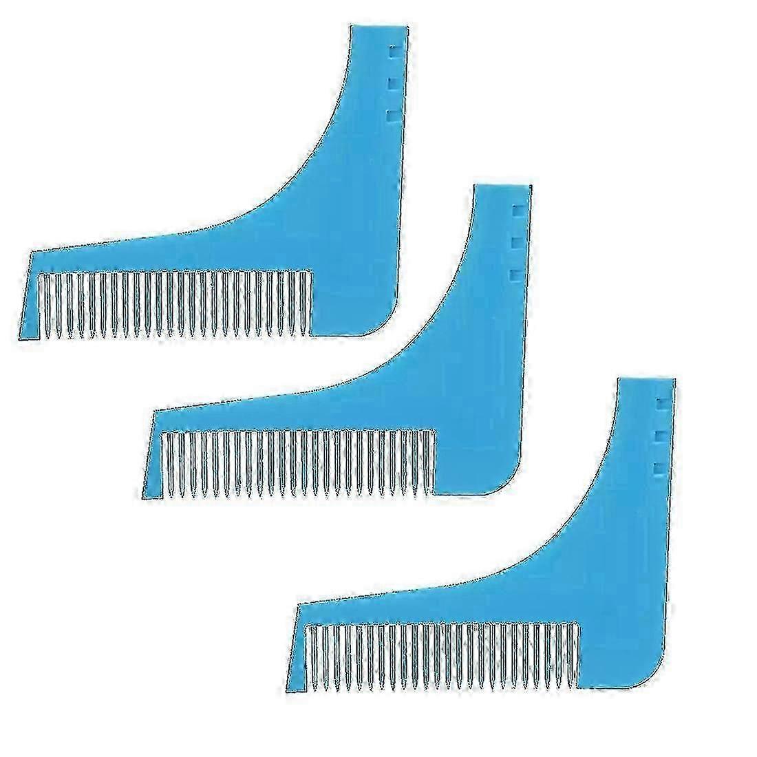 Beard Shaping Tool for Men - 3pc Styler with Comb & Neckline Template - Blue