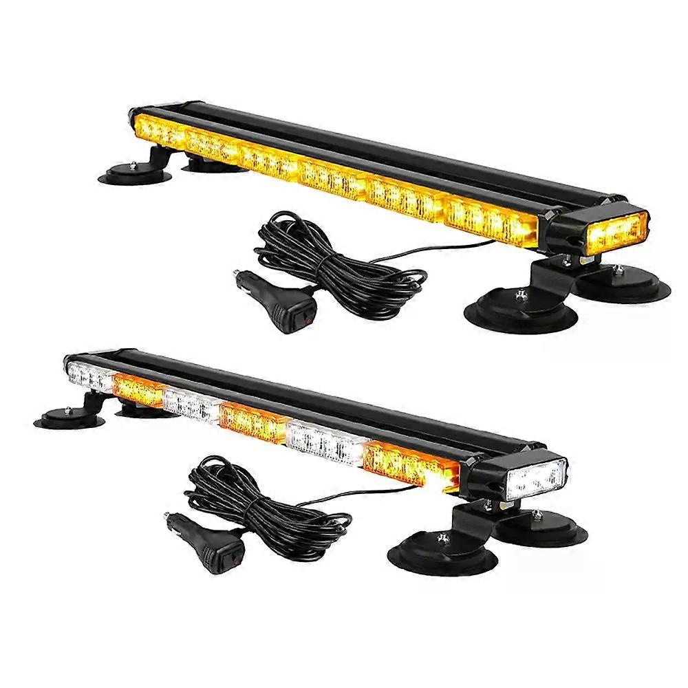 75cm 54 LED Yellow/White Strobe Flashing Light Bar High Intensity Emergency Warning Light 26 Blinking Modes Universal