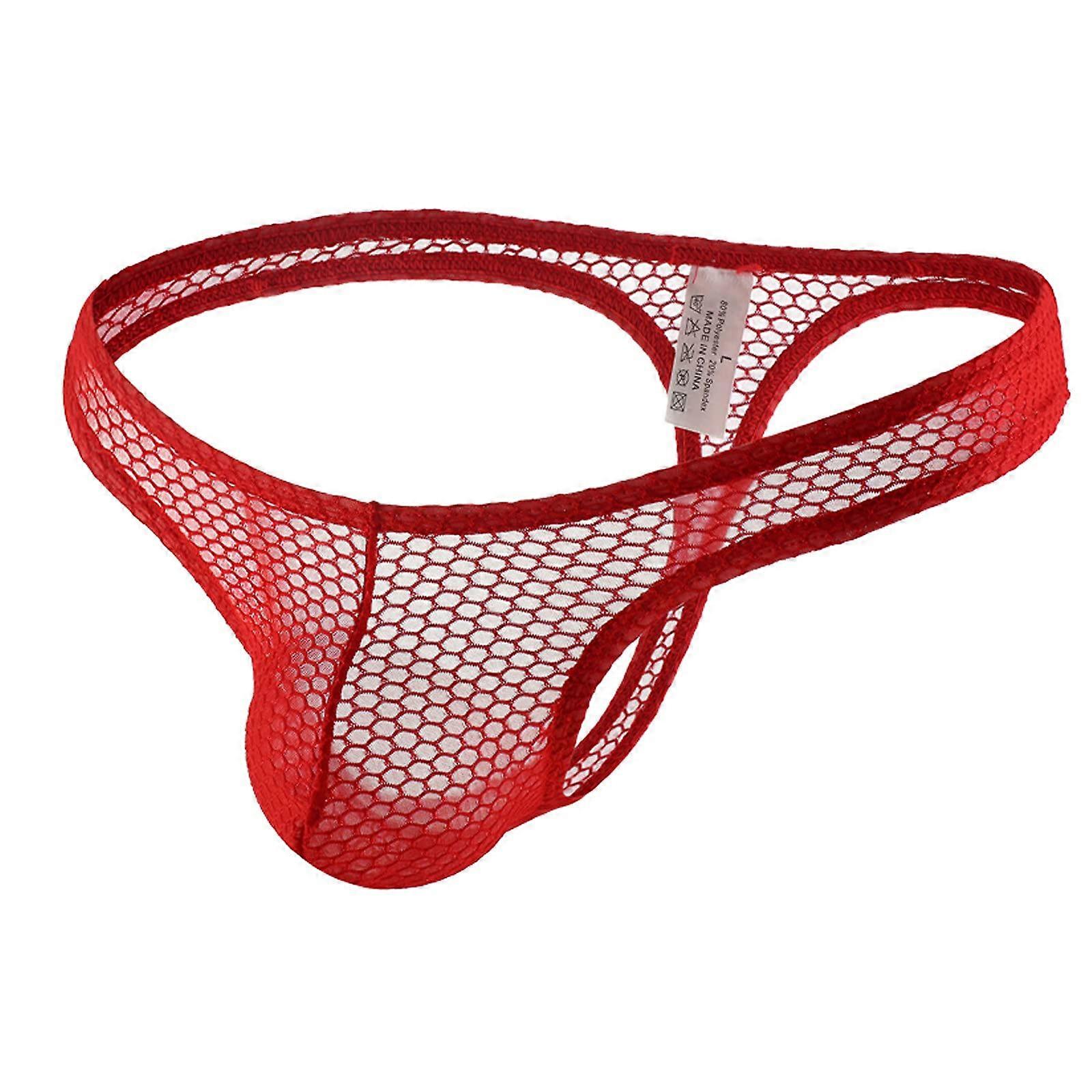 Mesh Underwear for Men Breathable Mesh Fabric Lightweight Briefs Comfortable Red XXL